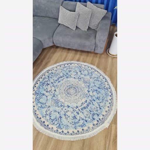 فرشینه مخمل گرد رنگ آبی کد C23 — تصویر ۲