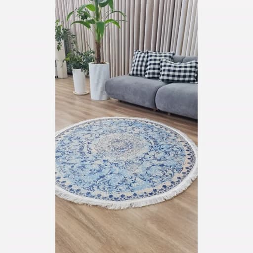 فرشینه مخمل گرد رنگ آبی کد C23 — تصویر ۳