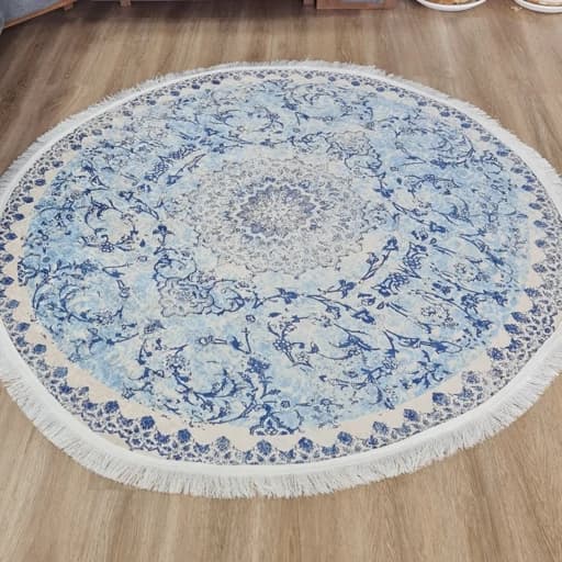 فرشینه مخمل گرد رنگ آبی کد C23