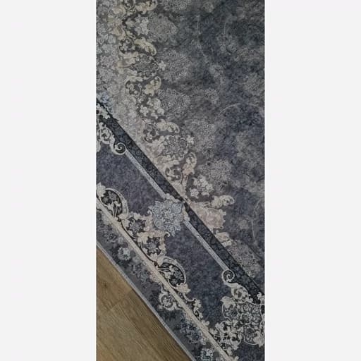 فرشینه مخمل ترک طرح طوسی تیره افشان کد U18 — تصویر ۵