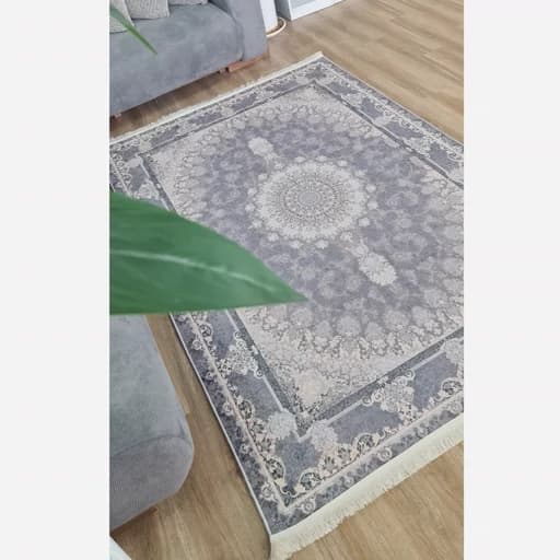 فرشینه مخمل ترک طرح طوسی تیره افشان کد U18
