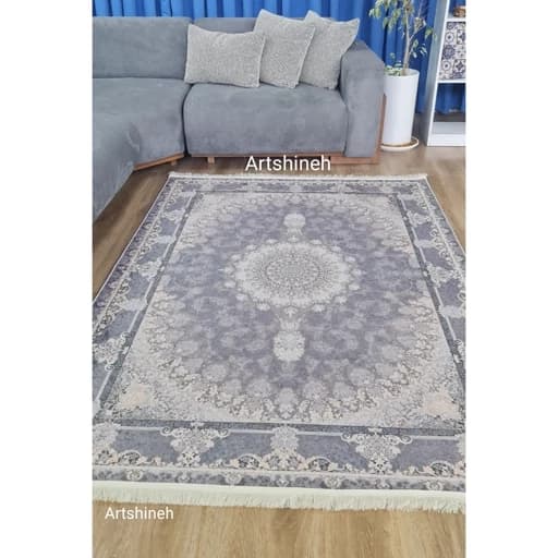 فرشینه مخمل ترک طرح طوسی تیره افشان کد U18 — تصویر ۲