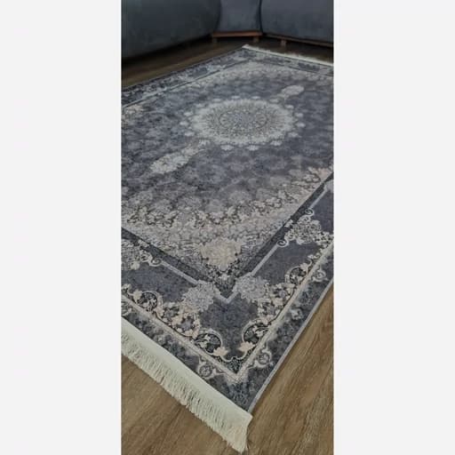 فرشینه مخمل ترک طرح طوسی تیره افشان کد U18 — تصویر ۷