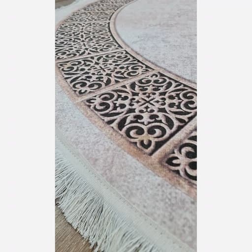 فرشینه گرد کرم مخمل ترک کد D104 — تصویر ۲