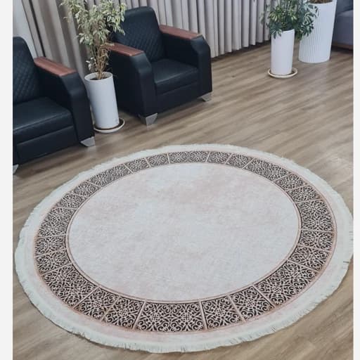 فرشینه گرد کرم مخمل ترک کد D104 — تصویر ۵