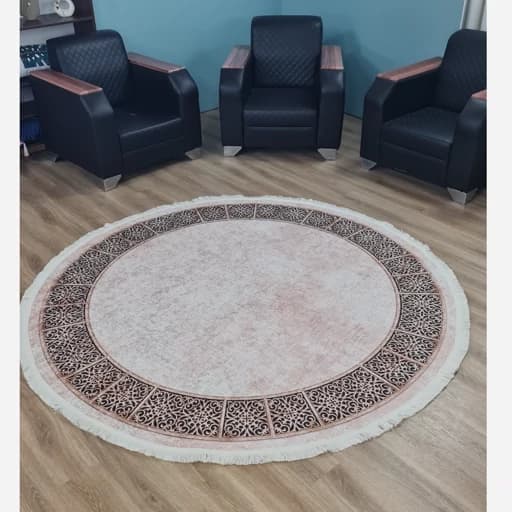 فرشینه گرد کرم مخمل ترک کد D104 — تصویر ۴