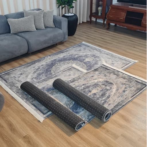 فرشینه مخمل طرح فرش طوسی وینتیج U54 — تصویر ۳