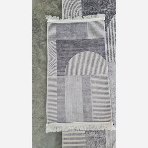 فرش مدرن | رویه مخمل نرم و لطیف | زمینه طوسی مینیمال کد M244 — تصویر ۴