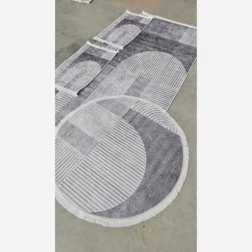 فرش مدرن | رویه مخمل نرم و لطیف | زمینه طوسی مینیمال کد M244 — تصویر ۷