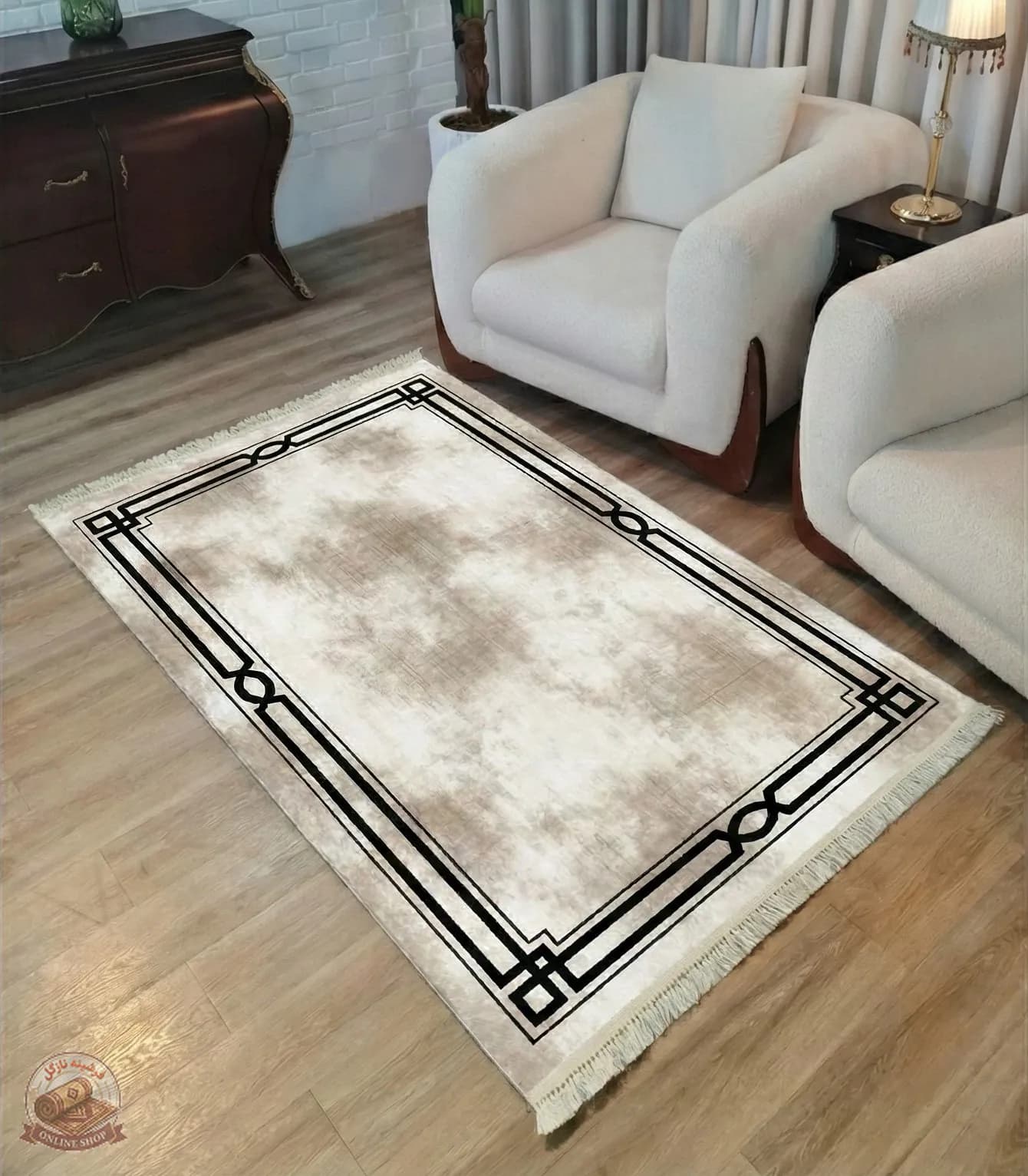 فرشینه فانتزی کرم رنگ|مخمل هازان تُرک | بسیار نرم و لطیف| زیره ضدلغزش(ابعاد مختلف) m105