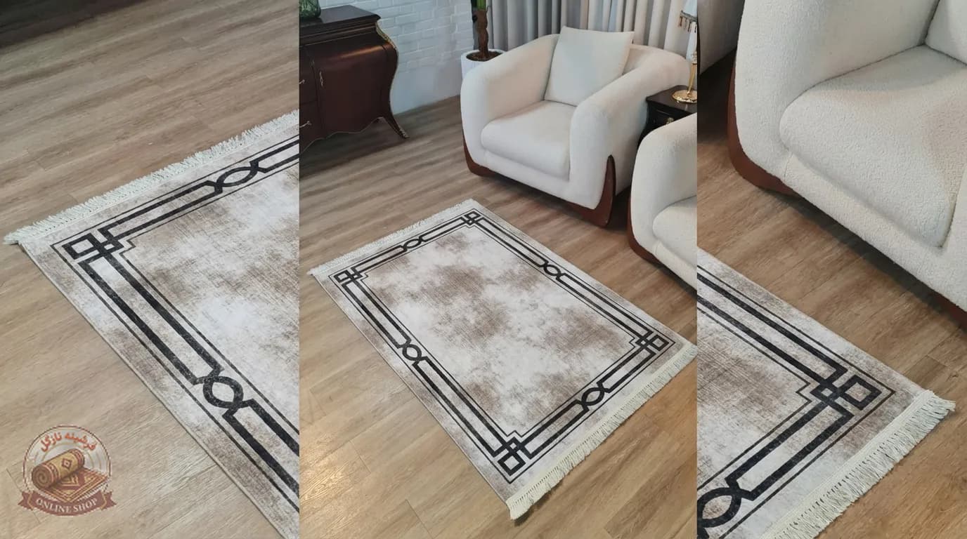 فرشینه فانتزی کرم رنگ|مخمل هازان تُرک | بسیار نرم و لطیف| زیره ضدلغزش(ابعاد مختلف) m105 — تصویر ۲