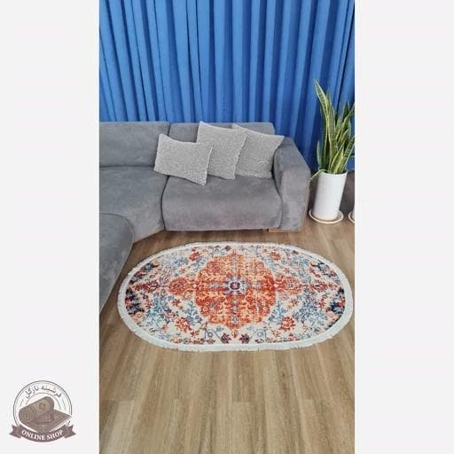 فرشینه بیضی | مخمل نرم و صاف | استُپ دار (ضدلغزش) b142 — تصویر ۵