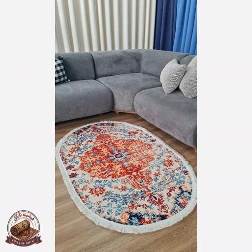 فرشینه بیضی | مخمل نرم و صاف | استُپ دار (ضدلغزش) b142 — تصویر ۶