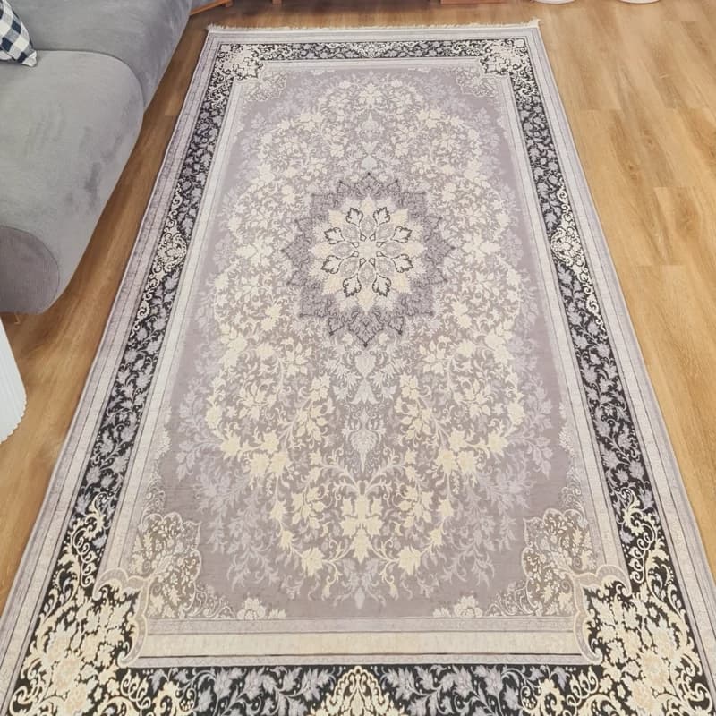 فرشینه طوسی مدرن جنس مخمل هازان تُرک استُپ دار(ابعاد دلخواه)ضد لغزش کد u13 — تصویر ۳