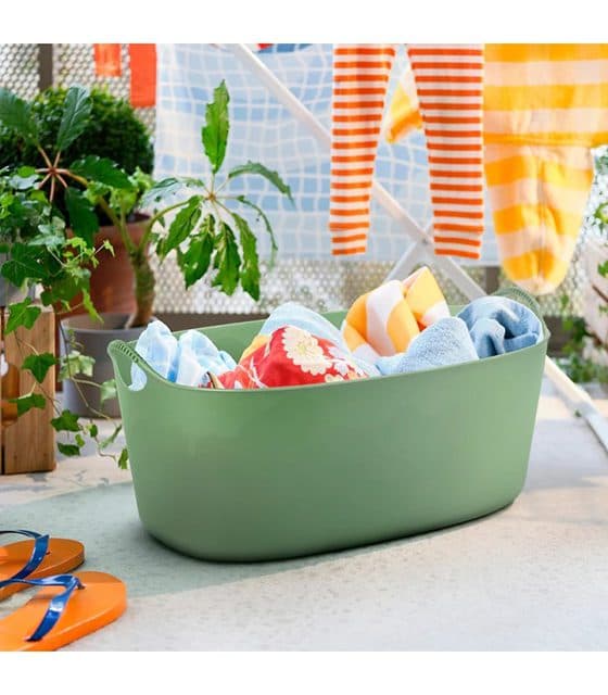 سبد لندری ایکیا مدل IKEA-TORKIS رنگ سبز — تصویر ۳