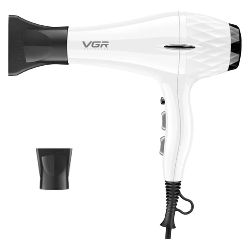 سشوار حرفه ای VGR V-413 | موتور AC و توان 2200 وات با باد سرد و متمرکزکننده — تصویر ۲