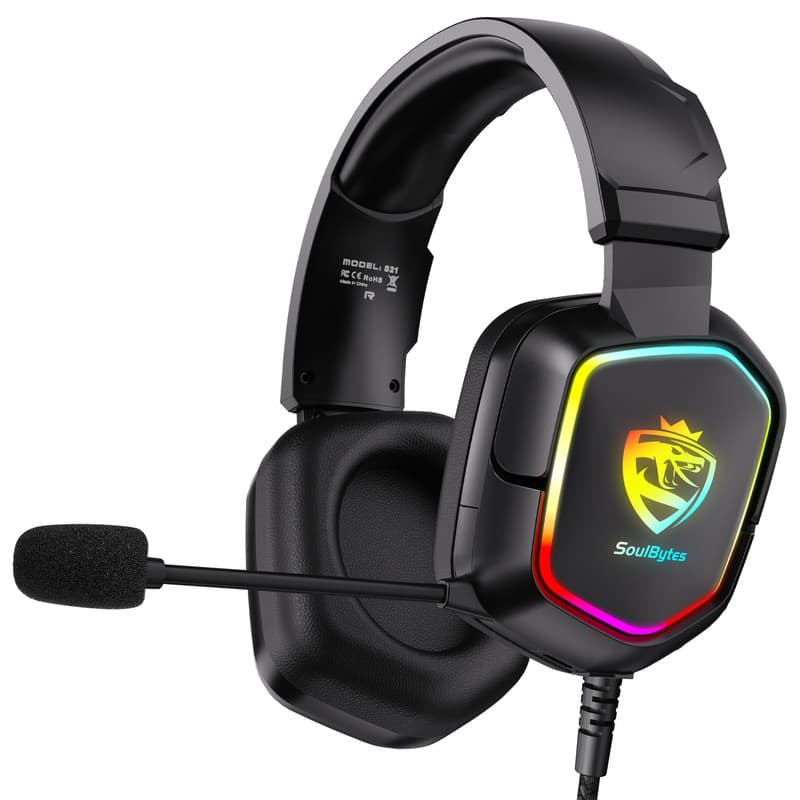 هدست گیمینگ روگوشی مدل S21-RGB با اتصال سیمی، میکروفون مجهز به نویز کنسلینگ ENC، نورپردازی RGB، کلید تنظیم صدا و میوت، جک 3.5 میلی‌متری و USB — تصویر ۳