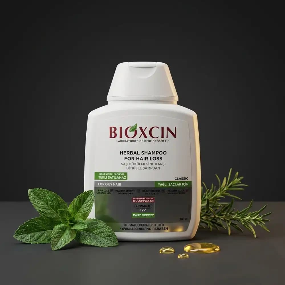 شامپو ضدریزش گیاهی بیوکسین (Bioxcin) مخصوص موی چرب مدل کلاسیک حجم 300 میلی لیتری — تصویر ۴
