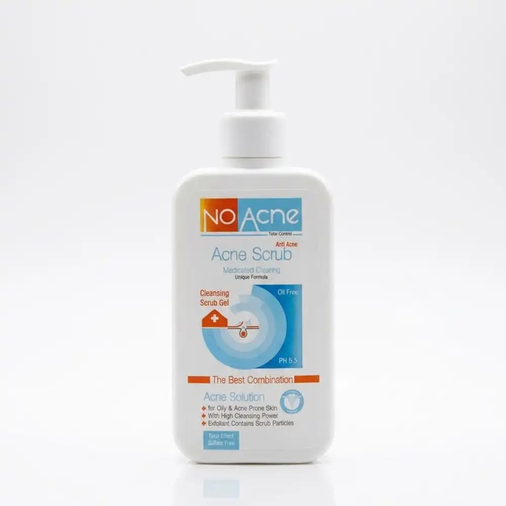 ژل اسکراب ضد جوش نو آکنه (NO Acne) مدل لایه بردار و کنترل چربی مناسب پوست چرب و جوشدار حجم 235 میلی لیتری