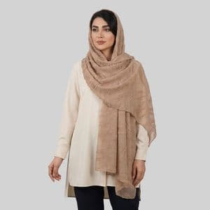شال نخی زنانه طرح هندسی منگوله دار