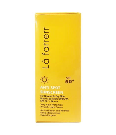 کرم ضد آفتاب و ضد لک بی رنگ پوست خشک و معمولی SPF50 لافارر 40 میلی لیتر — تصویر ۲