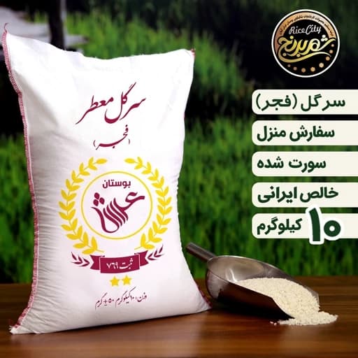 برنج سرگل معطر فجر ممتاز گرگان10 کیلویی(تضمین کیفیت)