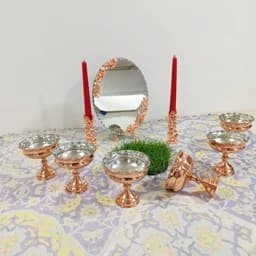 آجیل خوری شش تایی و آینه شمعدان باهم مسی ارسال رایگان — تصویر ۲