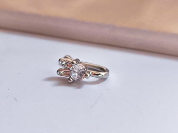 پیرسینگ بینی فیک تک نگین استیل — تصویر ۳
