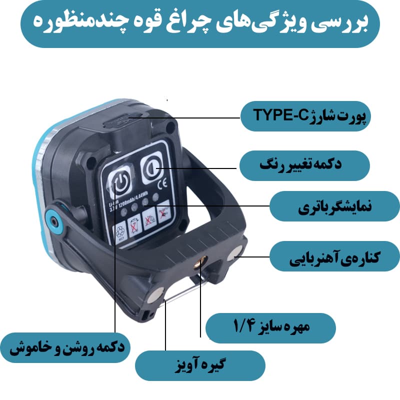 چراغ اضطراری مدل W8129 با نور چند رنگ — تصویر ۵