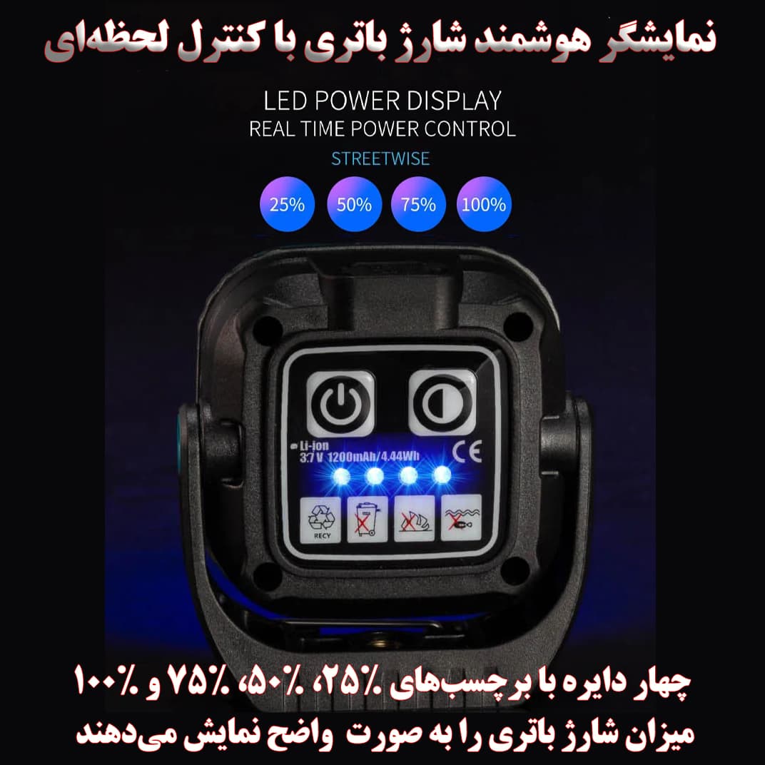 چراغ اضطراری مدل W8129 با نور چند رنگ — تصویر ۲