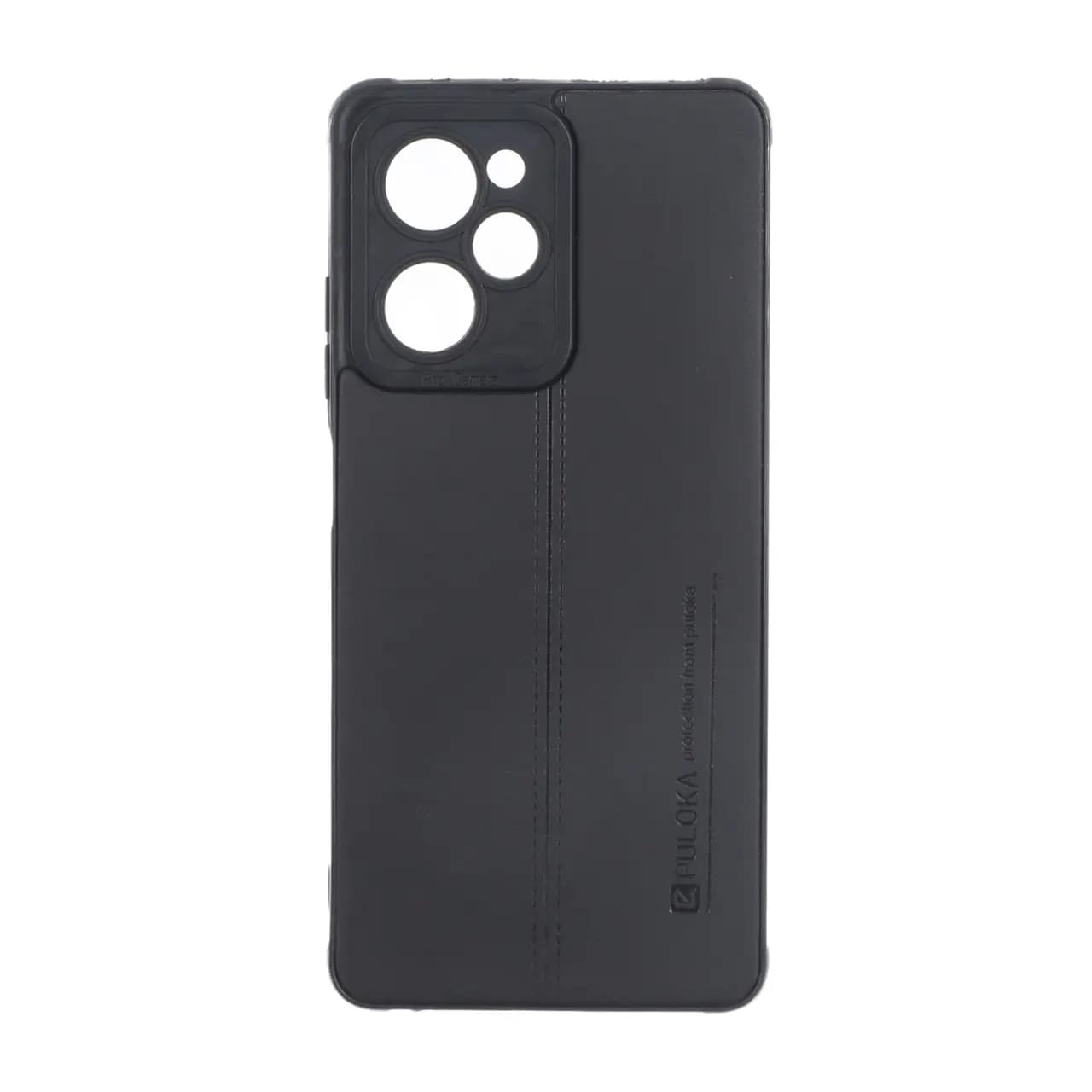 قاب Puloka طرح چرم دوخت دار محافظ لنزدار Xiaomi Poco X5 Pro 5G – مشکی