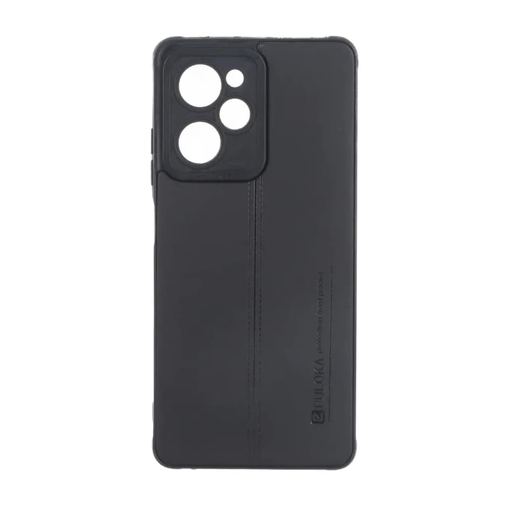 قاب Puloka طرح چرم دوخت دار محافظ لنزدار Xiaomi Poco X5 Pro 5G – مشکی — تصویر ۲