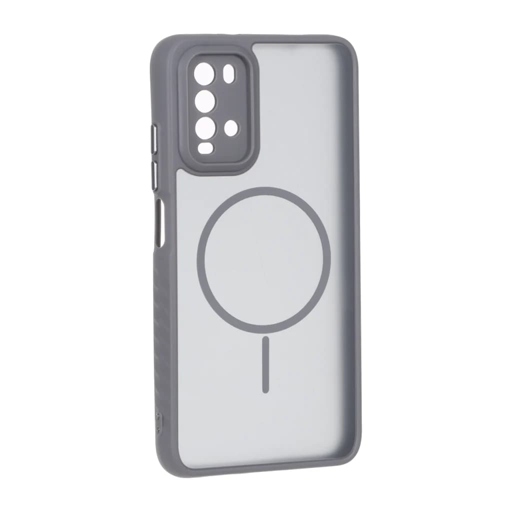 قاب مات طرح مگ سیف دور هاشور محافظ لنزدار Xiaomi Poco M3 / Redmi 9T 4G – خاکستری — تصویر ۲