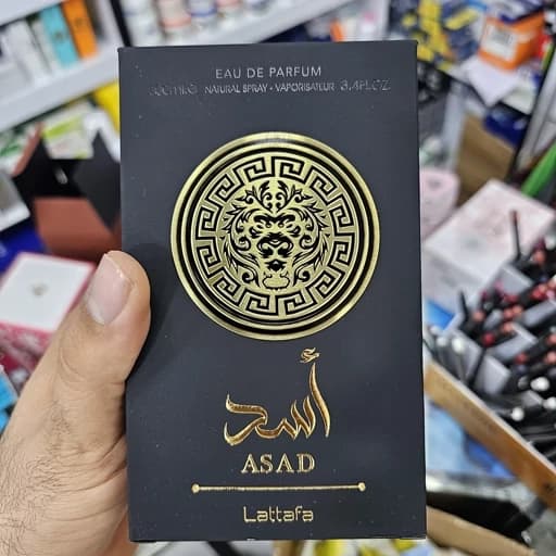 ادکلن اسد مشکی شرکت لطافه اورجینال به ضمانت پخش بو عالی و ماندگاری بالای 24 ساعت حجم 100 میل — تصویر ۵