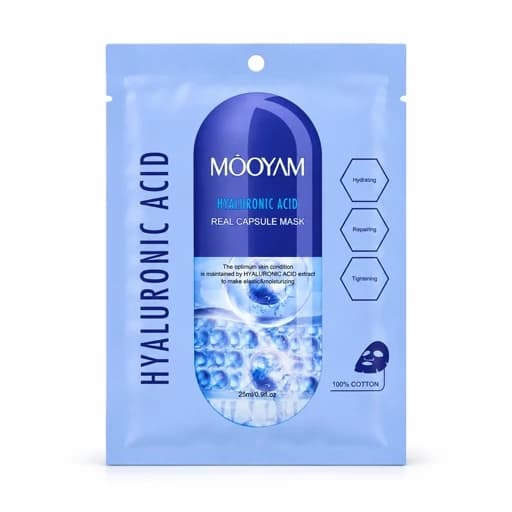 ماسک ورقه ای هیالورونیک اسید مویام (MOOYAM) | حجم 25 میلیلیتر آبرسان قوی و ترمیمکننده پوست