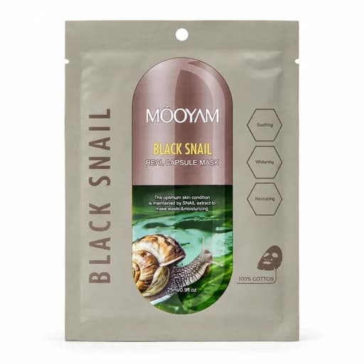 ماسک ورقه ای مویام (MOOYAM) | حجم 25 میلیلیتر ترمیم کننده و روشن کننده پوست حلزون سیاه