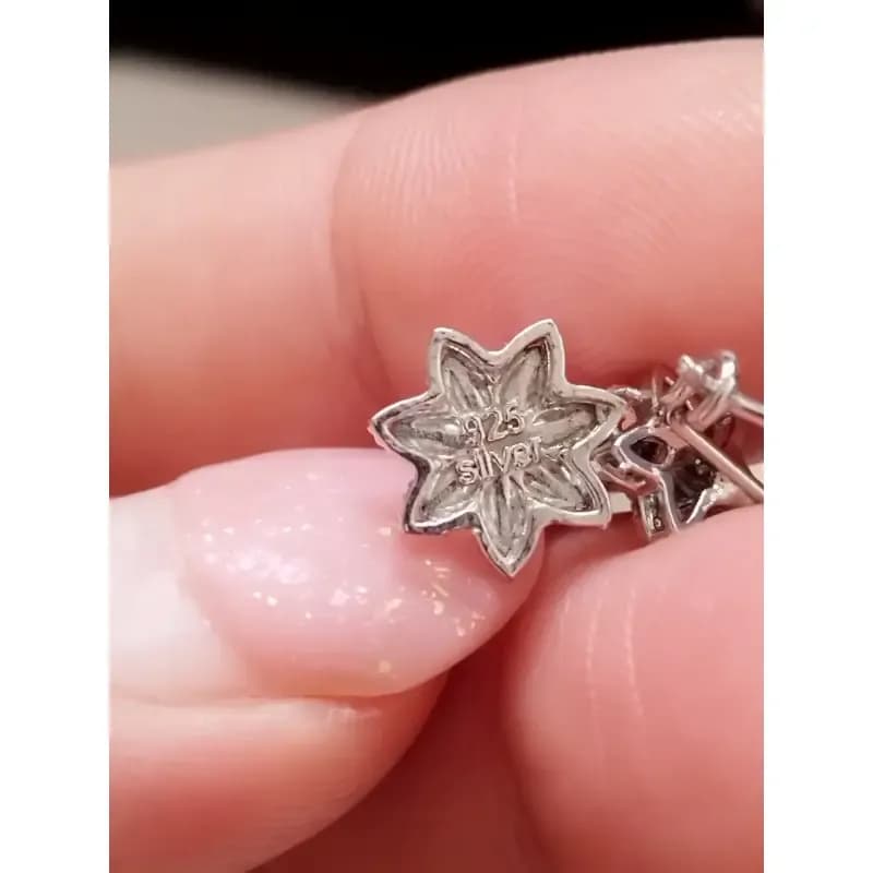 گوشواره نقره آویز زنانه عیار 925 با روکش طلا سفید طرح خاص — تصویر ۷