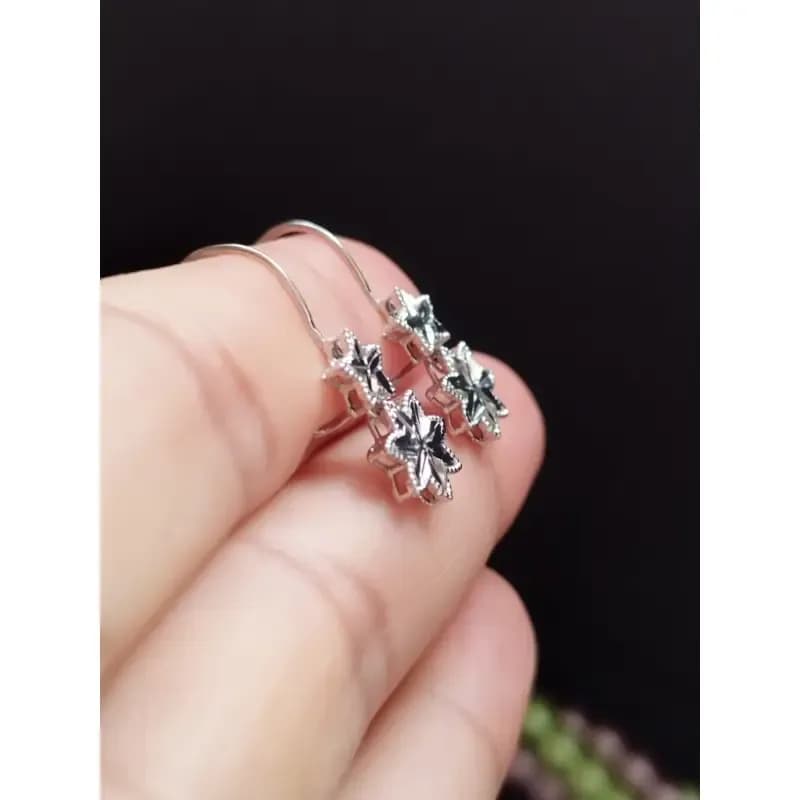 گوشواره نقره آویز زنانه عیار 925 با روکش طلا سفید طرح خاص — تصویر ۹