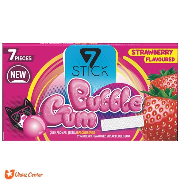 آدامس Bubble Gum با طعم توت فرنگی بسته 7 عددی
