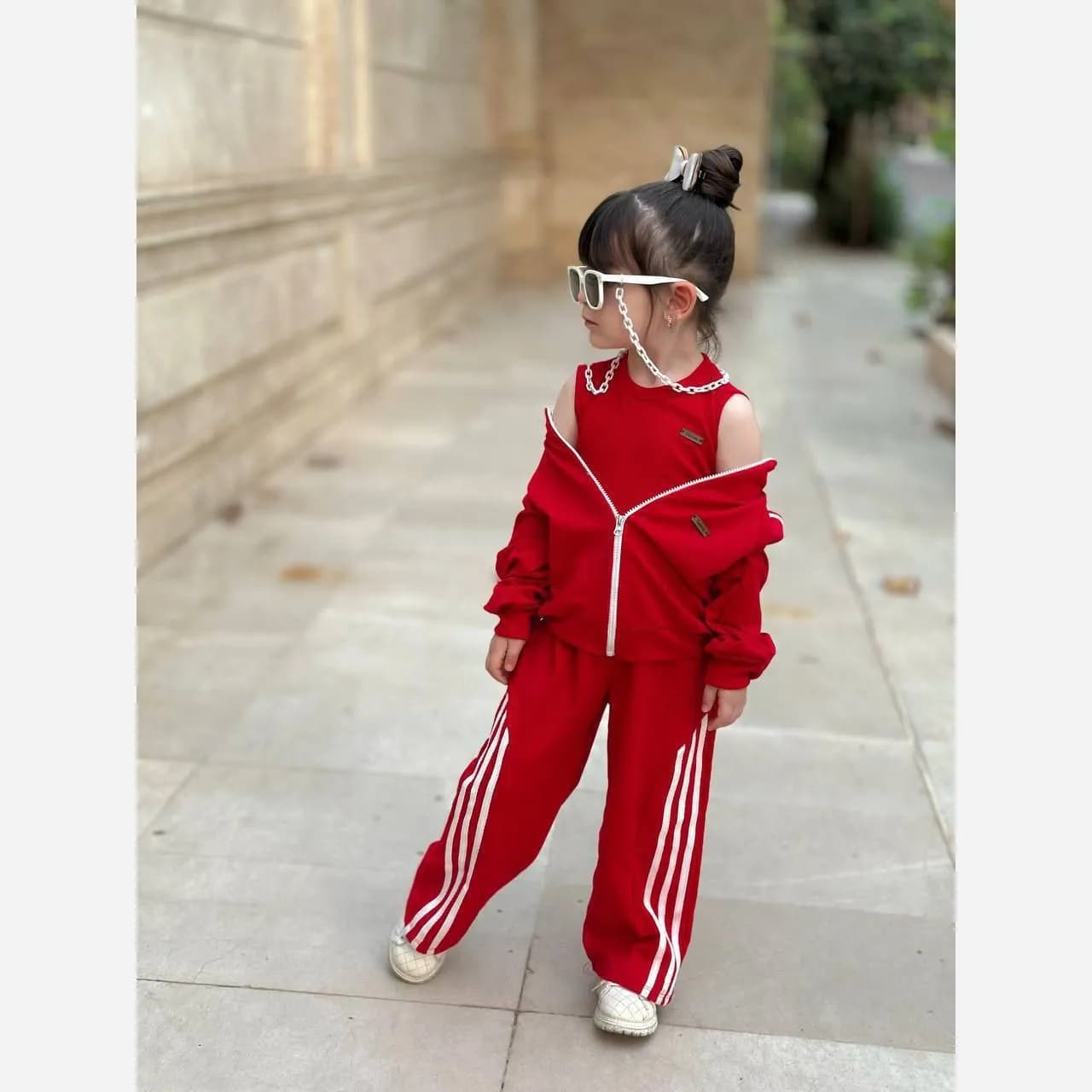 ست سه تکه دخترانه قرمز مدل اسپرت مجلسی — تصویر ۲