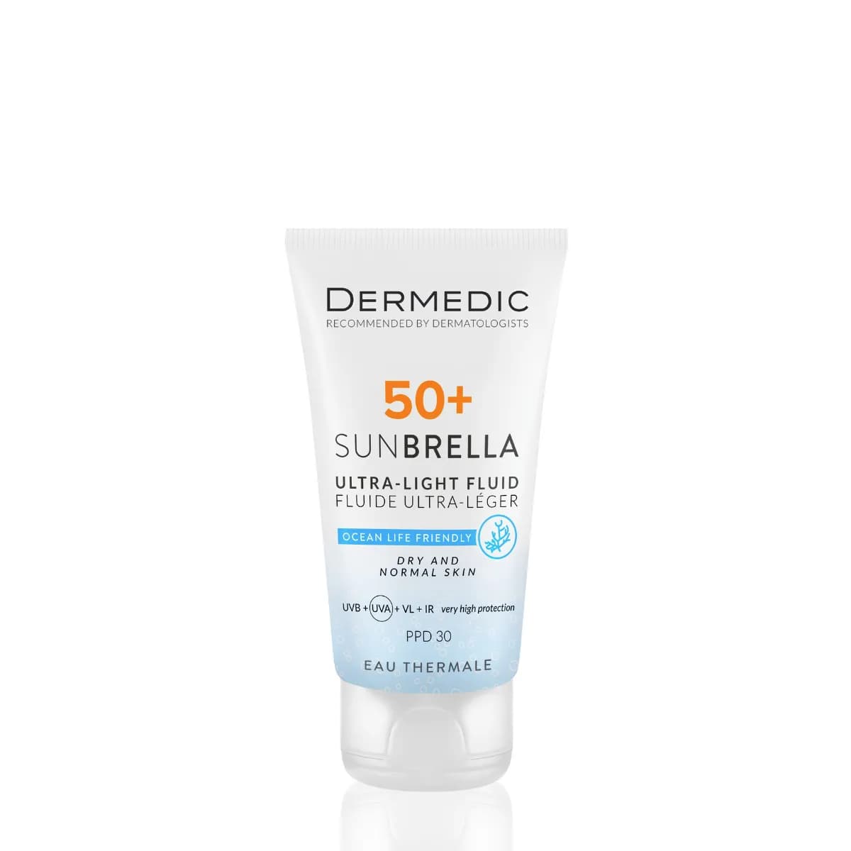 فلوئید ضد آفتاب پوست های نرمال تا خشک +SPF 50 درمدیک