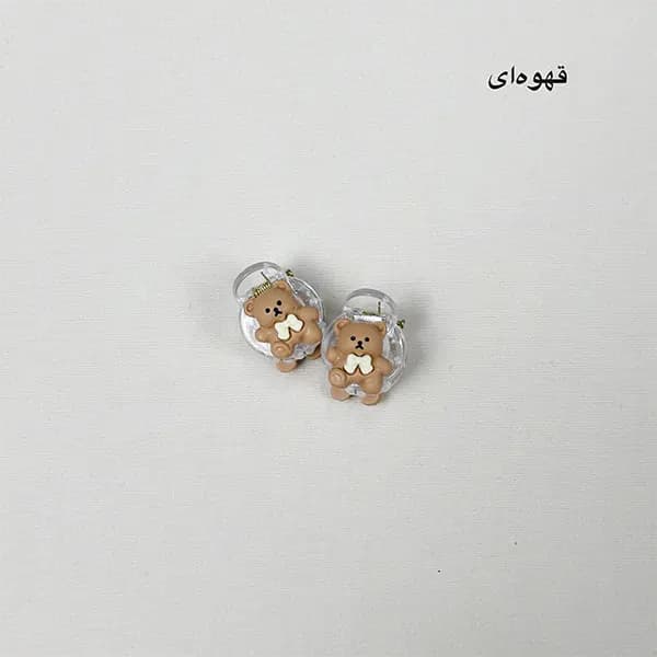 کلیپس مو شیشه ای جفتی عروسکی کرم قهوه ای — تصویر ۲