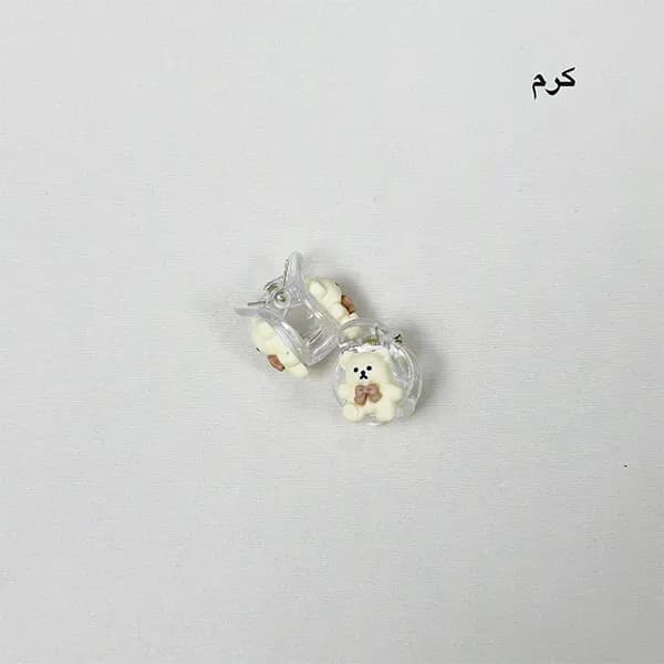 کلیپس مو شیشه ای جفتی عروسکی کرم قهوه ای — تصویر ۵