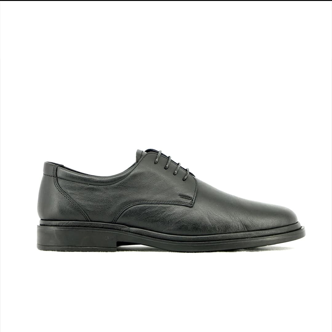 کفش چرم طبیعی بندی مشکی کد 423