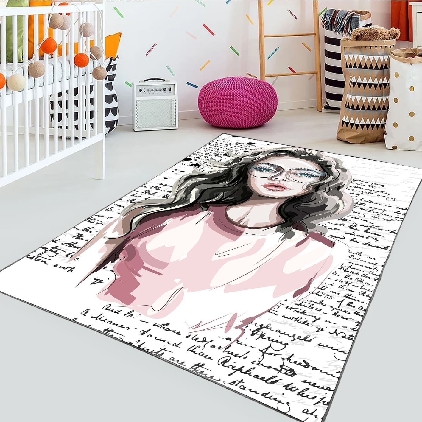 فرشینه طرح اسپرت و شیک دخترانه با زمینه متنی BAs-2673