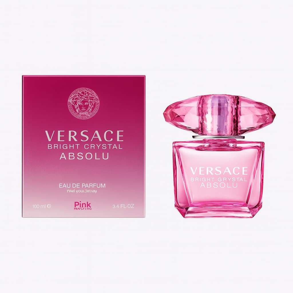 ادوپرفیوم زنانه پینک ویژوآل (اسکلاره) مدل ورساچه برایت کریستال ابسولو (Versace Bright Crystal Absolu) با رایحه گرم حجم 100 میلی‌لیتر