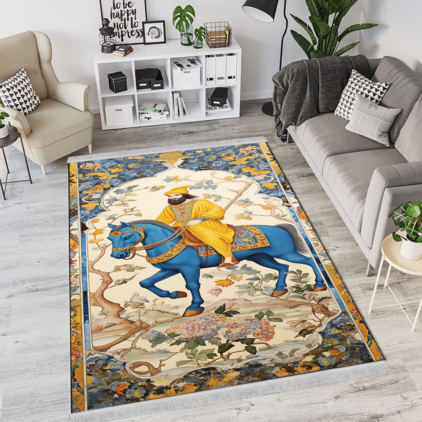 فرشینه سنتی محراب طرح مرد سوارکار PQs-1125a