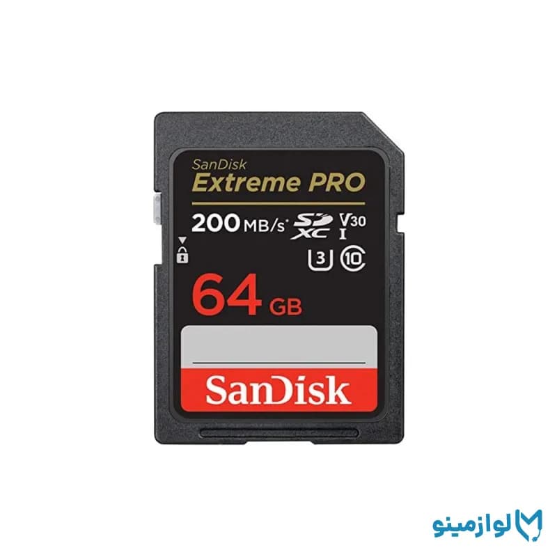 کارت حافظه سن دیسک SanDisk SD Extreme PRO SDXC 64GB 200mbs UHS-I U3 در حد نو