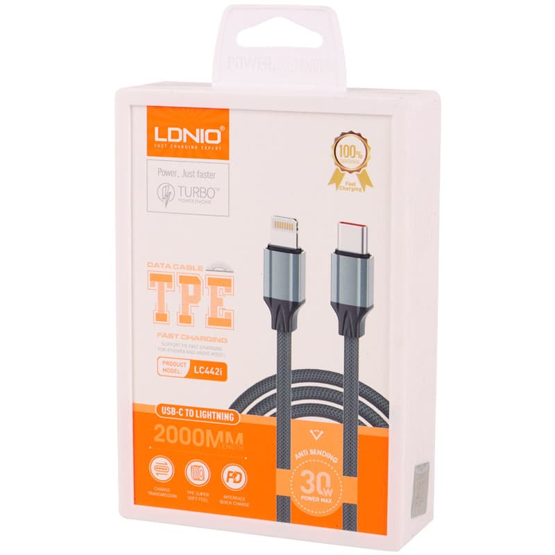 کابل شارژ تایپ سی به لایتنینگ 30W الدینیو LDNIO LC442i Type-C to Lightning PD 30W Cable — تصویر ۲