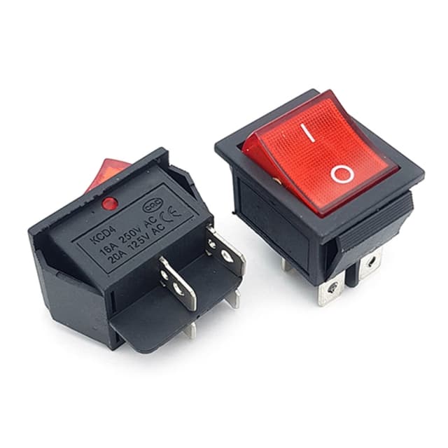 کلید راکر دو حالته پهن چراغدار مدل KCD4-102N 16A